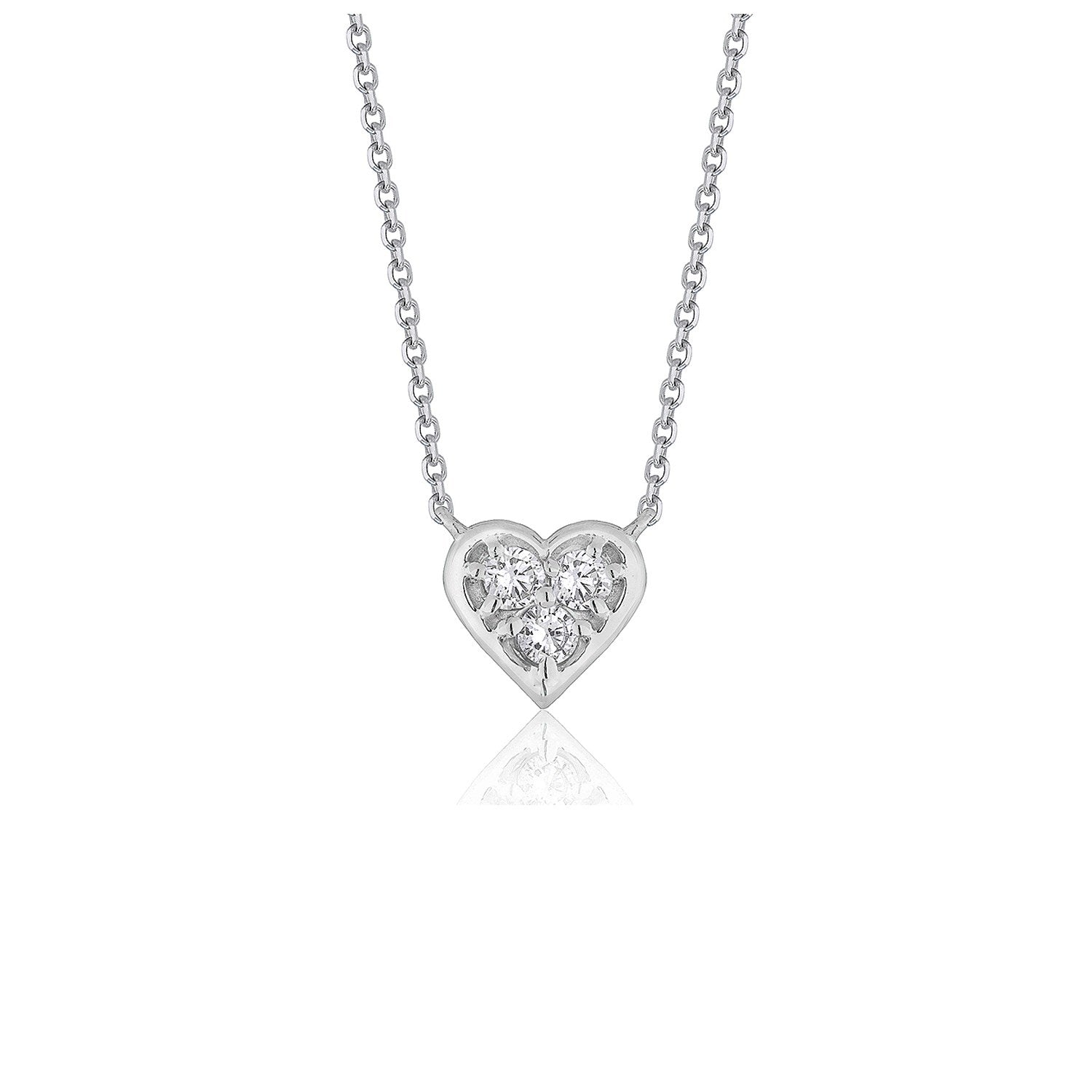 Diamond Heart Design Pendant in 14k White Gold in a sleek high-contrast midnight luxury editorial style